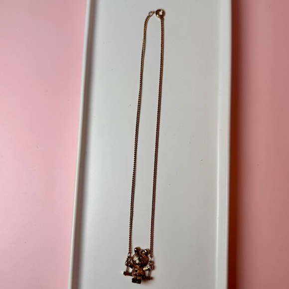 Vintage Avon “Swingin’ Sweetie” Girl on Swing Necklace – Gold-Tone – 1970s Cute - Picture 3 of 3